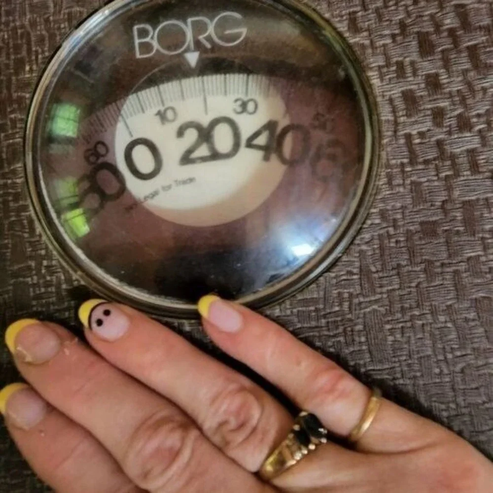 BORG Vintage Mid Century Atomic‎ Retro Brown Basket-Weave Modern Bathroom Scale